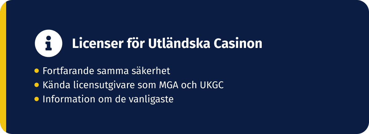 Licenser för Casinon utan Svensk Licens