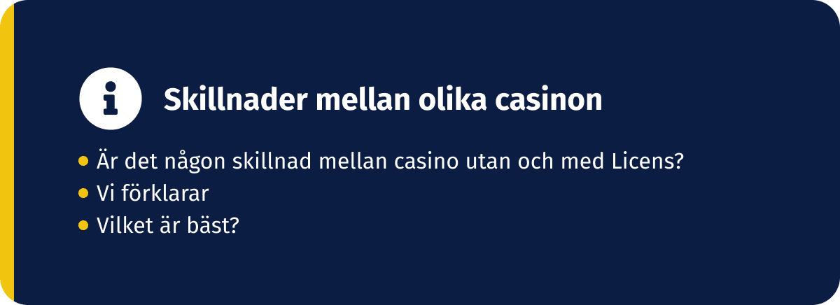 Skillnader mellan casino med licens och utan svensk licens