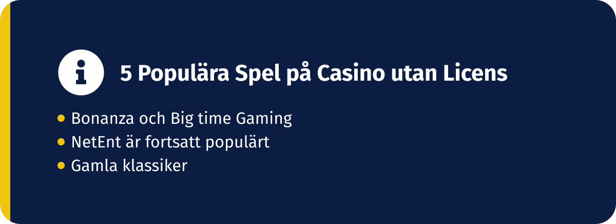 5 populära spel på casino utan svensk licens
