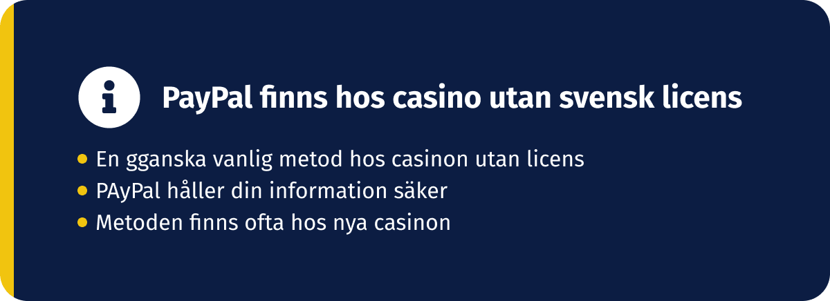 kasino tanpa lisensi Swedia paypal